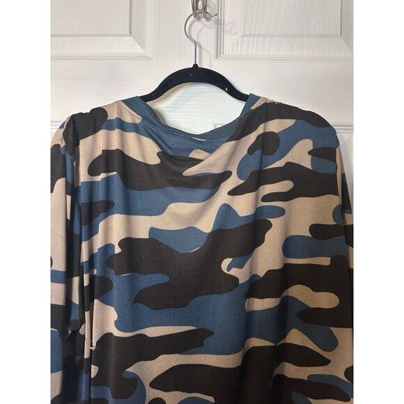 Lularoe Cardigan Button Jacket Blue Tab Black Camouflage 2XL 22/24 20 XXL - Picture 6 of 8